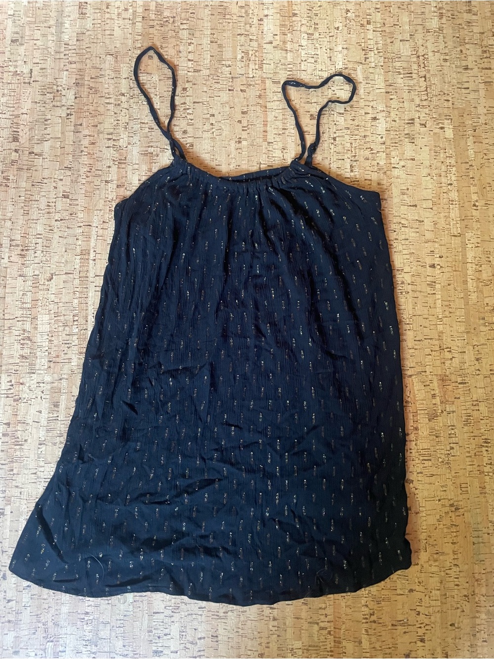 Black Spaghetti Strap Cami Top with Metallic Dots